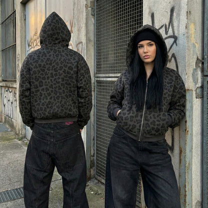 Leopard Zip-Up Hoodie