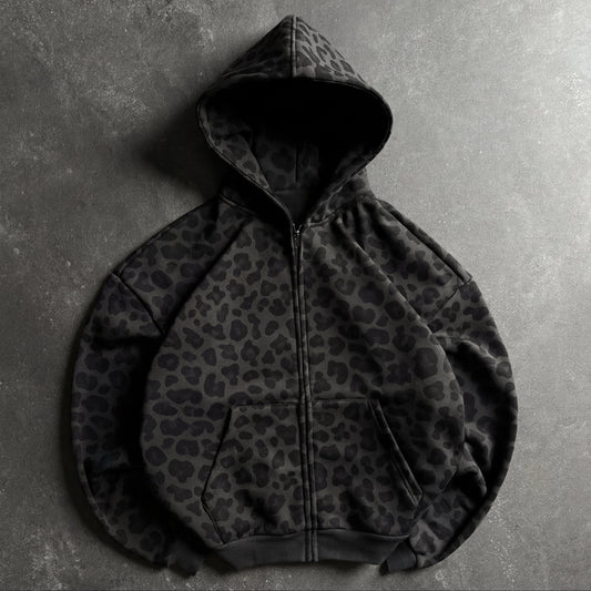 Leopard Zip-Up Hoodie